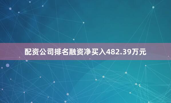 配资公司排名融资净买入482.39万元